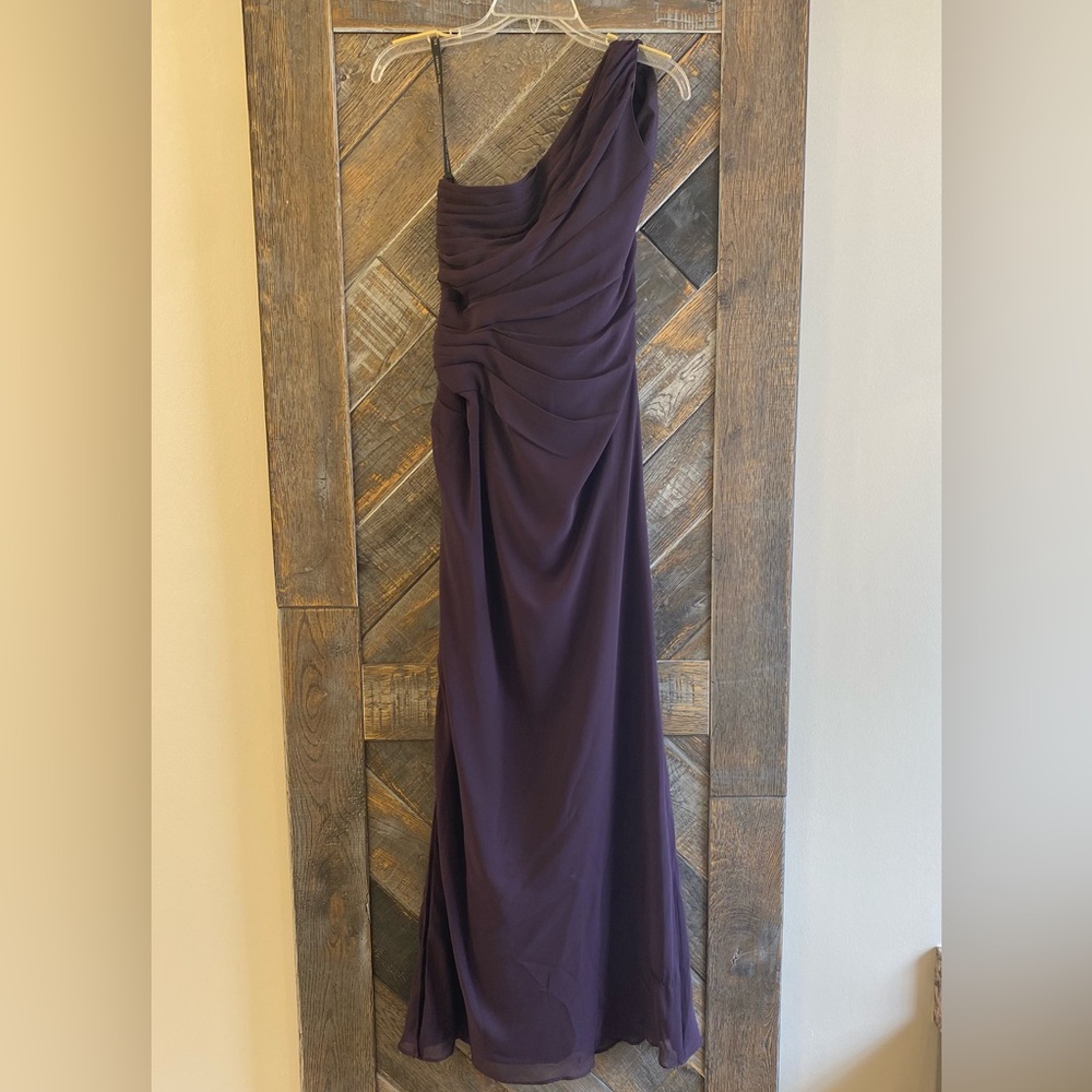 Bill Levkoff One Shoulder Plum Gown